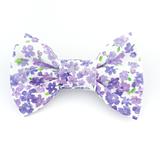 Purple and white floral dog bow tie