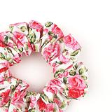 section of a floral hair scrunchie