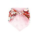 back of pink santa pet bandana showing knot