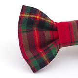 Red Plaid Dog Bow Tie - side view
